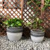 DurX-litecrete Lightweight Concrete Round Fancy Rim Wash Light Greywash Planter – Set of 2 2