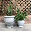 DurX-litecrete Lightweight Concrete Garland Jar Light Grey Planters – Set of 2 2