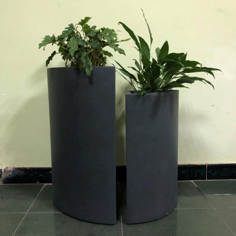 DurX-litecrete Lightweight Concrete Tall Corner Granite Planter - Set of 3