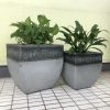 DurX-litecrete Lightweight Concrete Square Fancy Rim Wash  Light Greywash Planter – Set of 3 3
