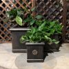 DurX-litecrete Lightweight Concrete Flower Medallion Square Bronze Planter – Set of 3 2
