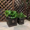 DurX-litecrete Lightweight Concrete Flower Medallion Square Bronze Planter – Set of 3 4
