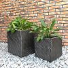 DurX-litecrete Lightweight Concrete Slate Cube Dark Brown Planter – Set of 2 3