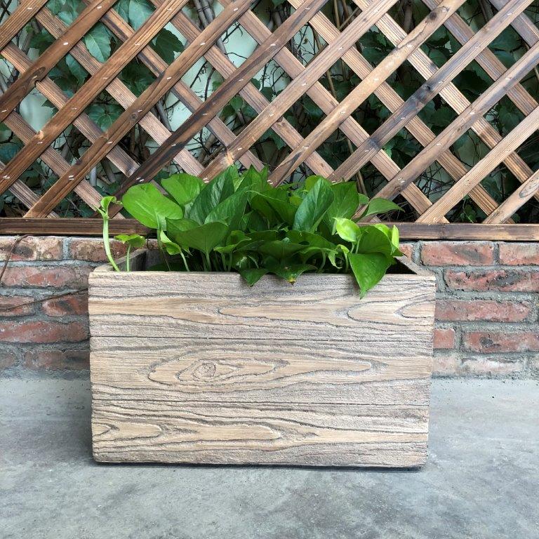 DurX-litecrete Lightweight Concrete Natural Wood Grain Box Cedar Wood Color Planter