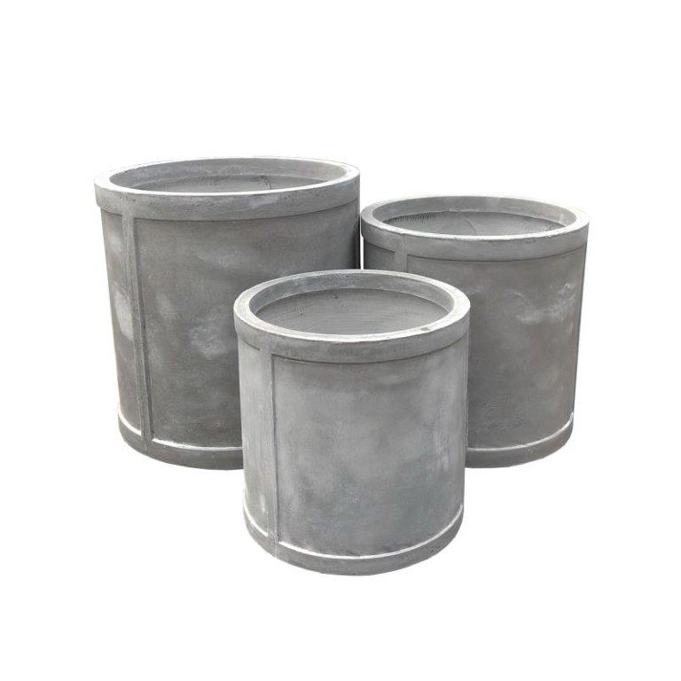 DurX-litecrete Lightweight Concrete Cylinder Light Grey Planter - Set of 3