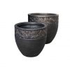 DurX-litecrete Lightweight Concrete Round Fancy Rim Wash Bronzewash Planter – Set of 2 1