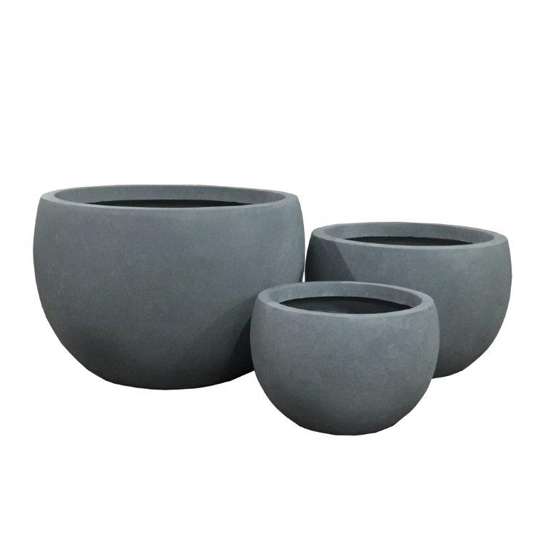 DurX-litecrete Lightweight Concrete Bowl Cement Planter - Set of 3