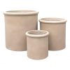 DurX-litecrete Lightweight Concrete Tall Rim Cylinder Light Brown Planter – Set of 3 1