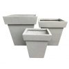 DurX-litecrete Lightweight Concrete Square Stackable Wash Grey Planters – Set of 3 1