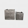 DurX-litecrete Lightweight Concrete Slate Cube Dark Brown Planter – Set of 2 1